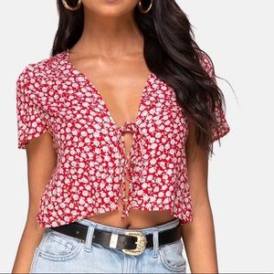 Cropped floral tie top